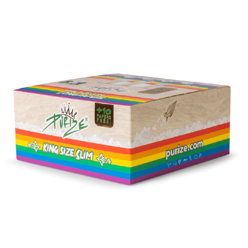 PURIZE® King Size Slim Rainbow (1 BOX OF 50 BOOKLETS)