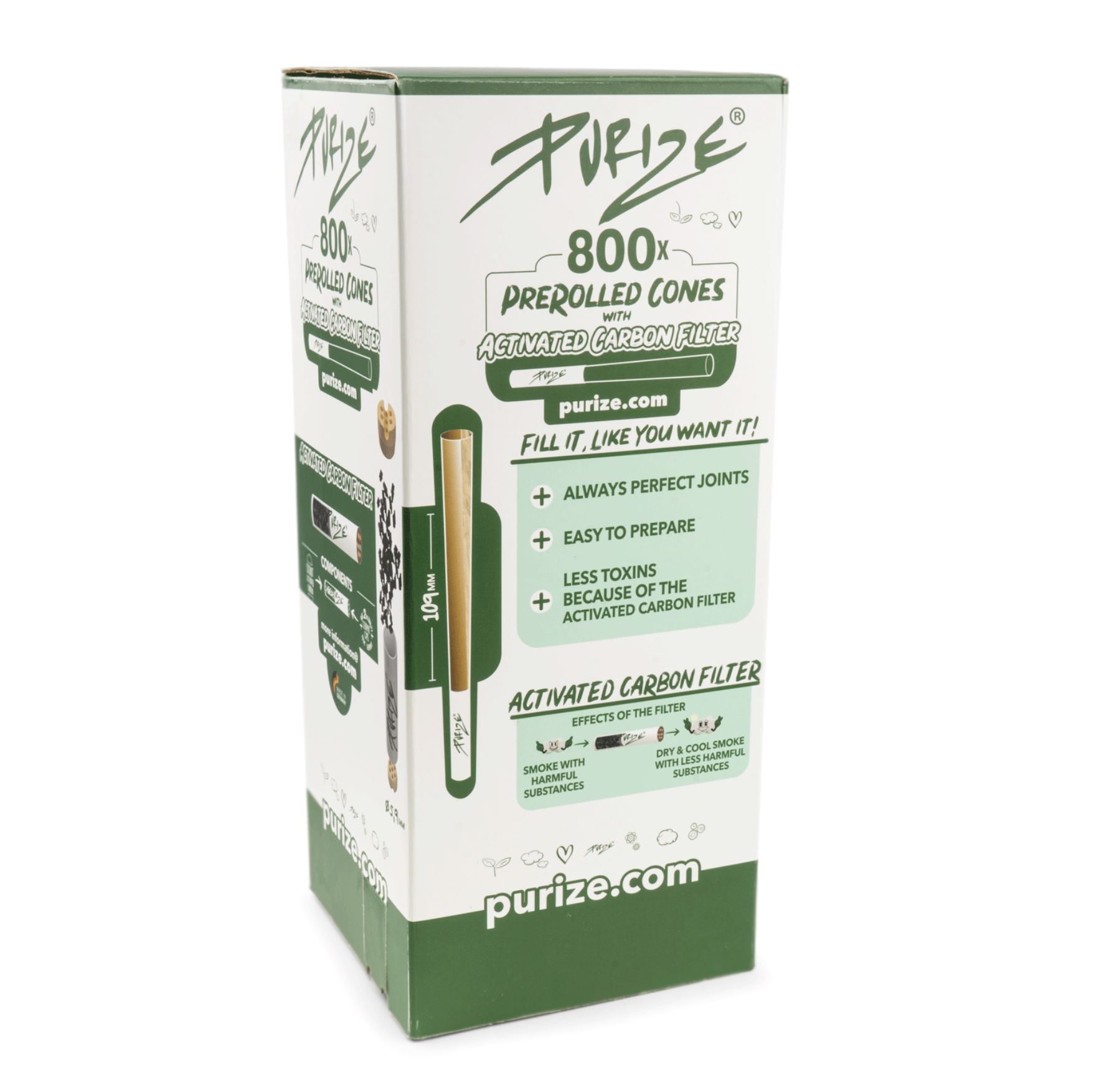 PURIZE® 800 Pre-Rolled Cones | XTRA Slim Size
