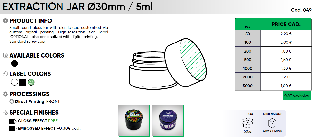 EXTRACTION JAR SMALL ∅30mm / 5ml - Image 2