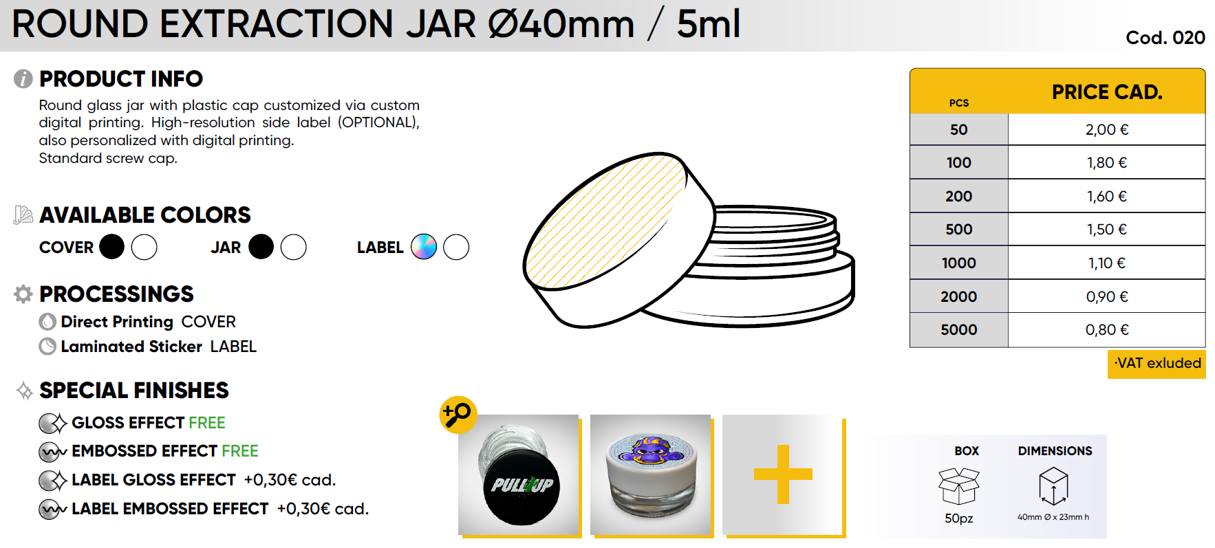 ROUND EXTRACTION JAR ∅40mm / 5ml - Image 2