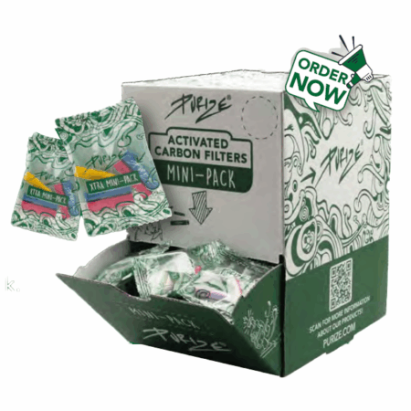 PURIZE® Mini Pack (5x XTRA Slim Size) incl. Dispenserbox (1 BOX = 100 mini PE-bags)