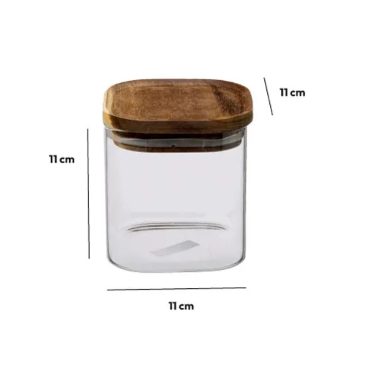 Glass jar with acacia lid in various sizes - CUSTOM laser engraving - Image 2